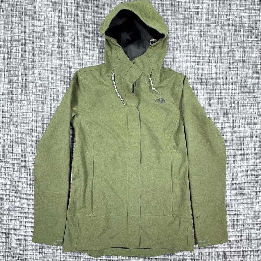 The North Face Womens XS Apex Flex DryVent Green Hooded Rain Jacket Softshell
